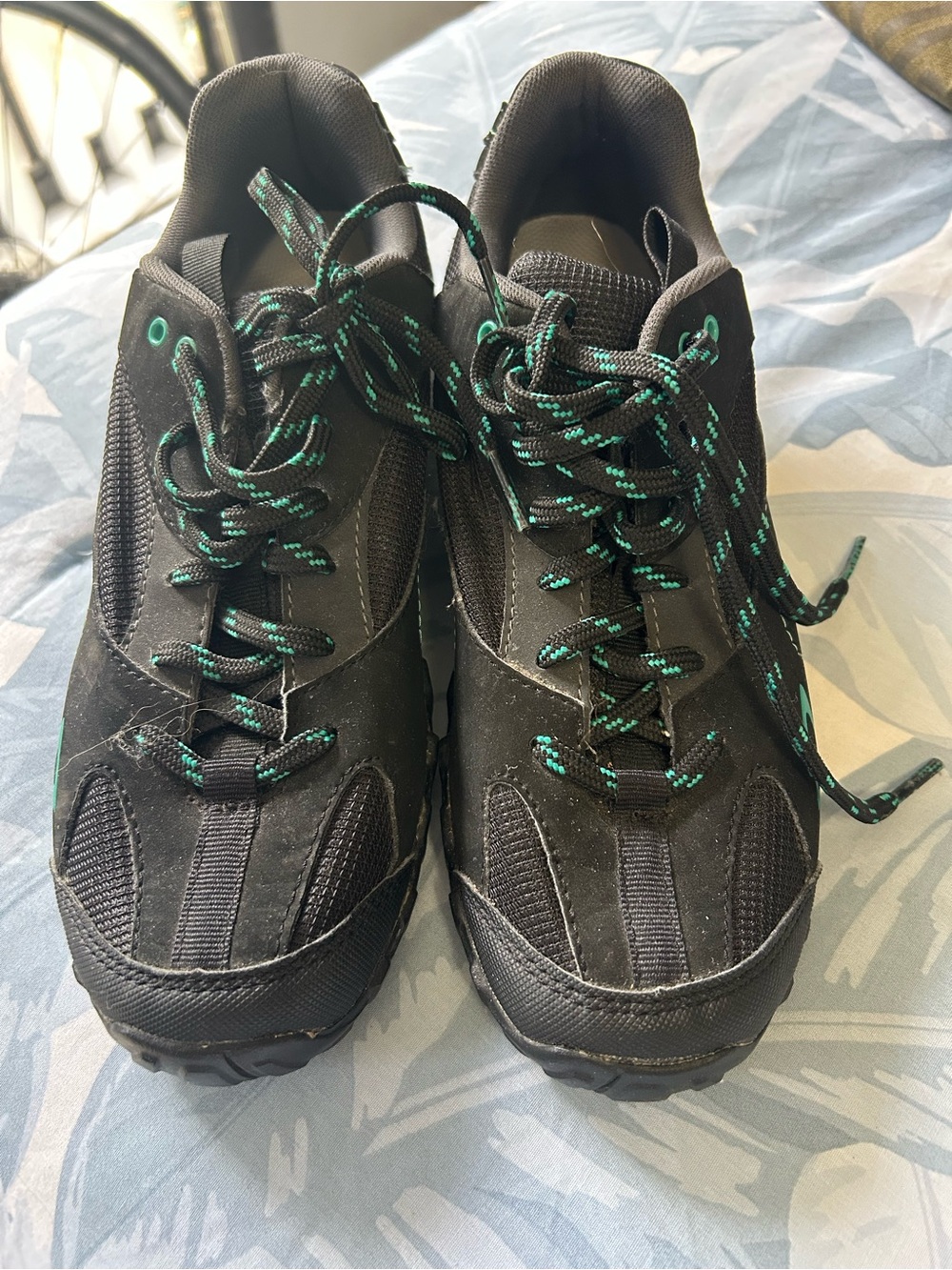 Black Sneakers with Teal Accent Laces